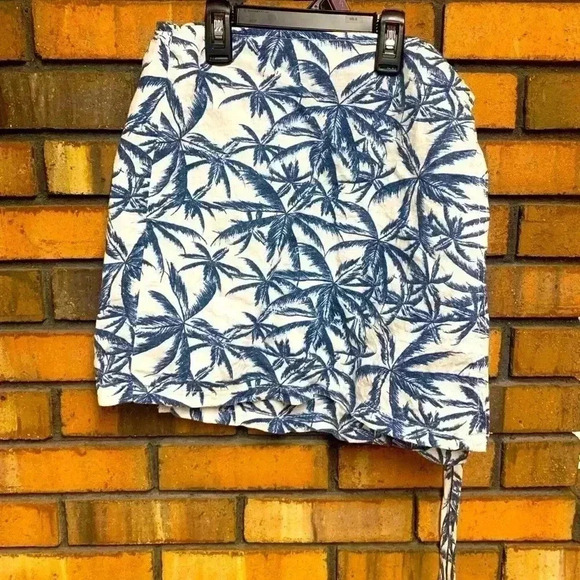 Urban Outfitters Linen Palm Tree Wrap Mini Skirt - Picture 3 of 6